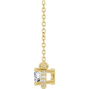 14K Yellow Gold Round 4Mm G-H I1 1/4 Ctw Natural Diamond Hidden Halo Necklace, Length: 18 In
