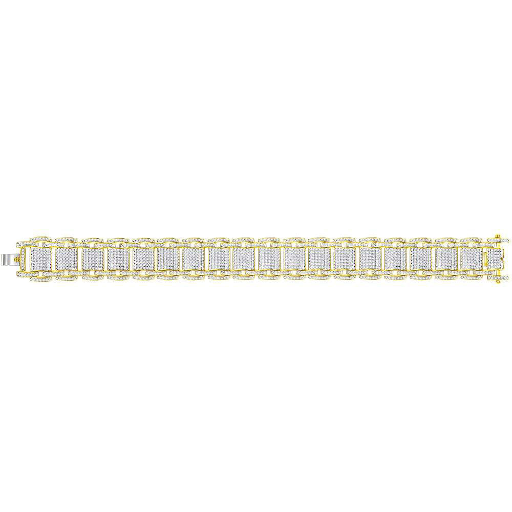 10K Yellow Gold Mens Round Diamond Big Look Statement Link Bracelet 4-5/8 Cttw