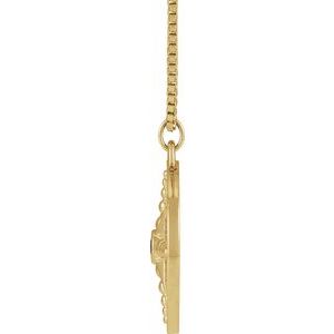 14K Yellow Gold Round 2.5 Mm Natural Onyx Compass Necklace, Length: 20 In