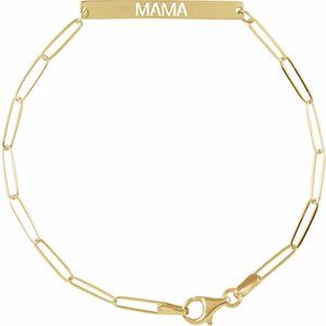 14K Yellow Gold 30 X 3.5 Mm 7 In Polished Mama Bar Bracelet