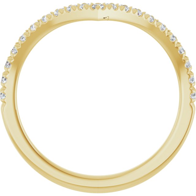 14K Yellow Gold Round 1.5 Mm Polished 1/4 Ctw Lab Grown Diamond Contour Band, Size 7