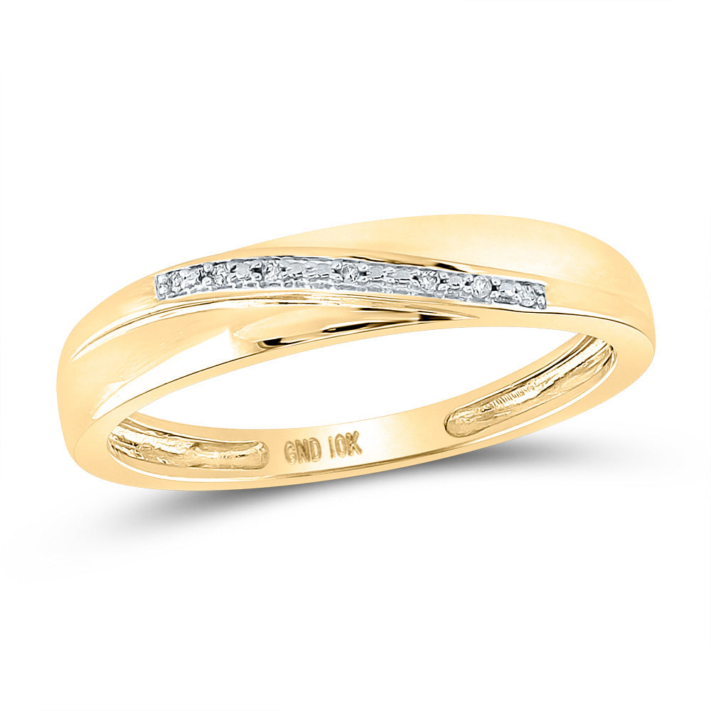 10K Yellow Gold His Hers Round Diamond Square Matching Wedding Set 1/12 Cttw, Womens Size: 5-10, Mens Size: 7-13