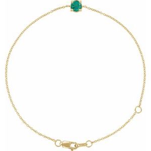 14K Yellow Or White Gold Or Sterling Silver Round 4 Mm 6.5-7.5 In Polished Natural Gemstone Solitaire Bracelet