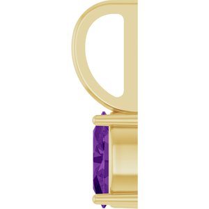 14K Yellow Gold Oval 6 X 4 Mm Natural Amethyst Solitaire Charm Pendant
