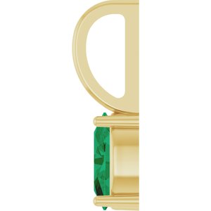 14K Yellow Gold Oval 6 X 4 Mm Natural Emerald Solitaire Charm Pendant
