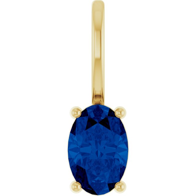 14K Yellow Gold Oval Polished Lab-Grown Gemstone Solitaire Charm/Pendant