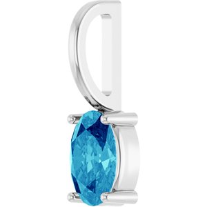 14K White Gold Oval 6 X 4 Mm Natural Zircon Solitaire Charm Pendant