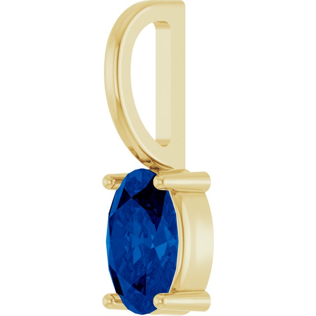 14K Yellow Gold Oval Polished Lab-Grown Gemstone Solitaire Charm/Pendant