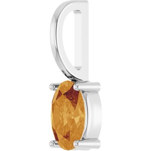 Sterling Silver Oval 6 X 4 Mm Natural Citrine Solitaire Charm Pendant