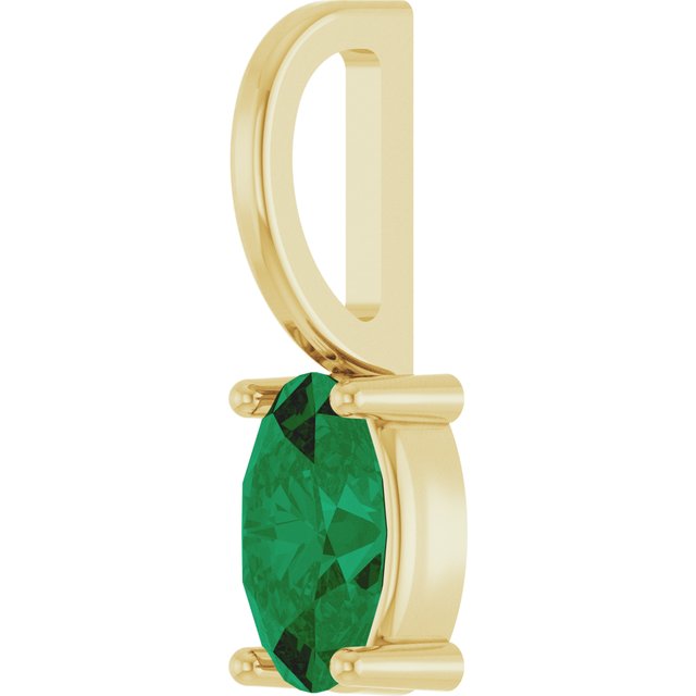 14K Yellow Gold Oval Polished Lab-Grown Gemstone Solitaire Charm/Pendant