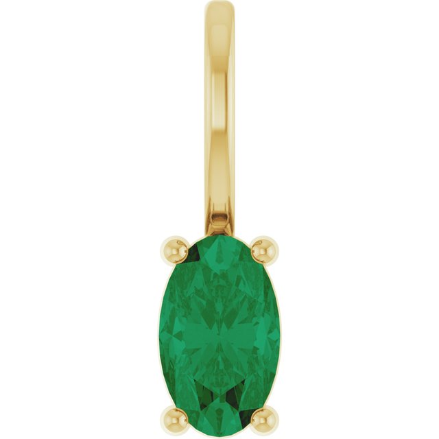 14K Yellow Gold Oval Polished Lab-Grown Gemstone Solitaire Charm/Pendant
