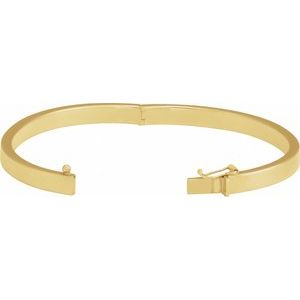 14K Yellow Gold 5 Mm 7 In Polished Tube Hinged Bangle Bracelet