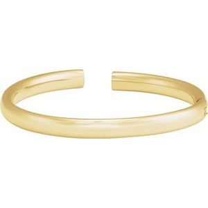 14K Yellow Gold 6 Mm 7 In Polished Hinged Cuff Bracelet