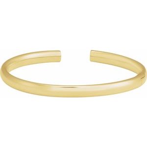 14K Yellow Gold 5 Mm 7 In Polished Hinged Cuff Bracelet