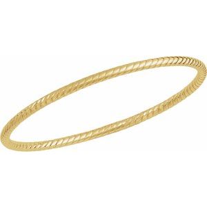 14K Yellow Gold 3 Mm 7 3/4 In Polished Twisted Bangle Bracelet