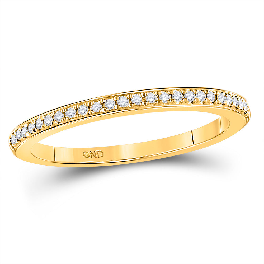 10K Yellow Gold Womens Round Diamond Anniversary Stackable Band Ring 1/8 Cttw, Womens Size: 5-10
