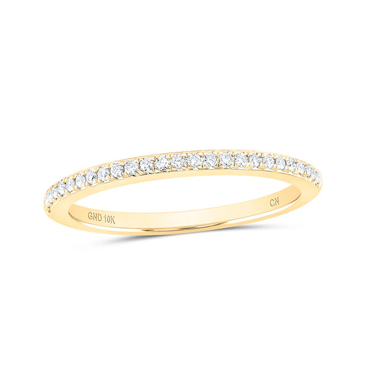 10K Yellow Gold Womens Round Diamond Anniversary Stackable Band Ring 1/8 Cttw, Womens Size: 5-10