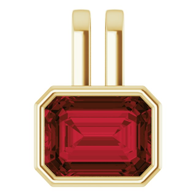 14K Yellow Gold Emerald 8 X 6 Mm Polished Natural Gemstone Pendant