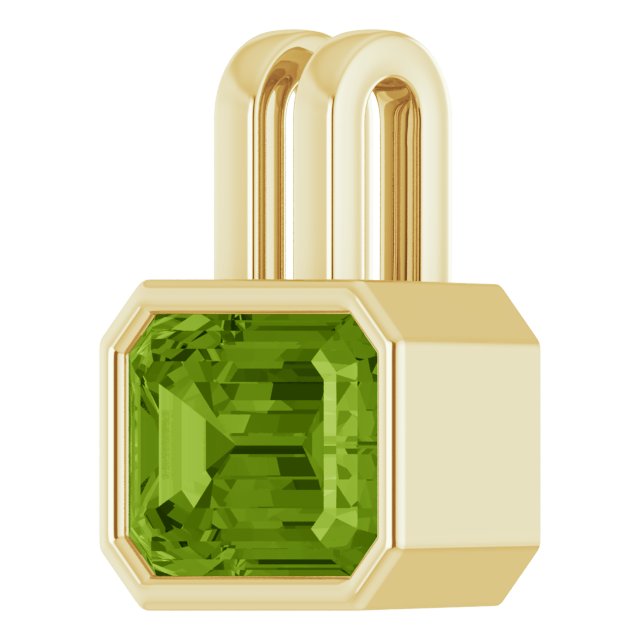 14K Yellow Gold Emerald 8 X 6 Mm Polished Natural Gemstone Pendant