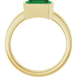 14K Yellow Gold Lab-Grown Emerald Emerald 8 X 6 Mm Polished Lab-Grown Emerald Solitaire Ring Size 7