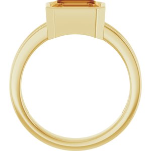 14K Yellow Gold Natural Citrine Emerald 8 X 6 Mm Polished Natural Citrine Ring Size 7