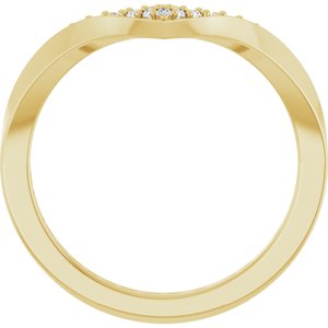 14K Yellow Gold Round 1.2 Mm 1/10 Ctw Lab Grown Diamond Contour Band Size 7