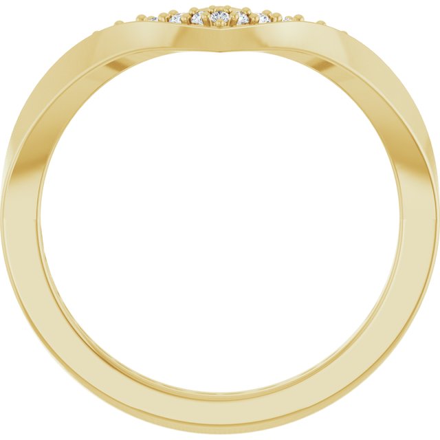 14K Yellow Gold Round 1.2 Mm Polished 1/10 Ctw Natural Diamond Contour Band, Size 7