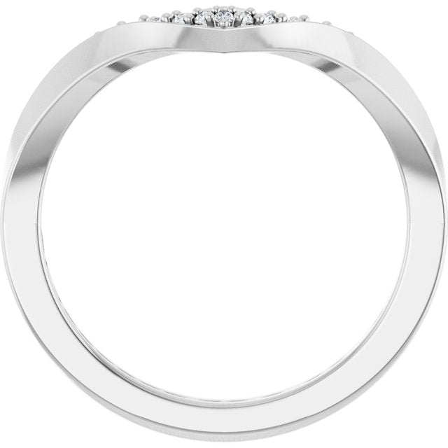 14K White Gold Round 1.2 Mm Polished 1/10 Ctw Lab Grown Diamond Contour Band, Size 7