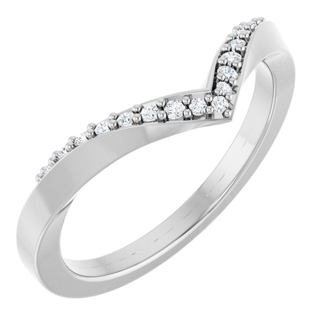14K White Gold Round 1.2 Mm Polished 1/10 Ctw Lab Grown Diamond Contour Band, Size 7