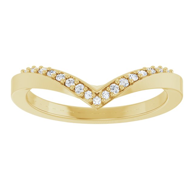 14K Yellow Gold Round 1.2 Mm Polished 1/10 Ctw Natural Diamond Contour Band, Size 7