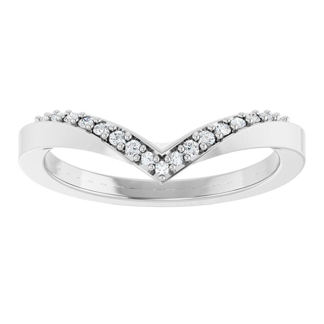 14K White Gold Round 1.2 Mm Polished 1/10 Ctw Lab Grown Diamond Contour Band, Size 7