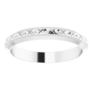 18K Yellow Or White Gold Milgrain Geometric Band