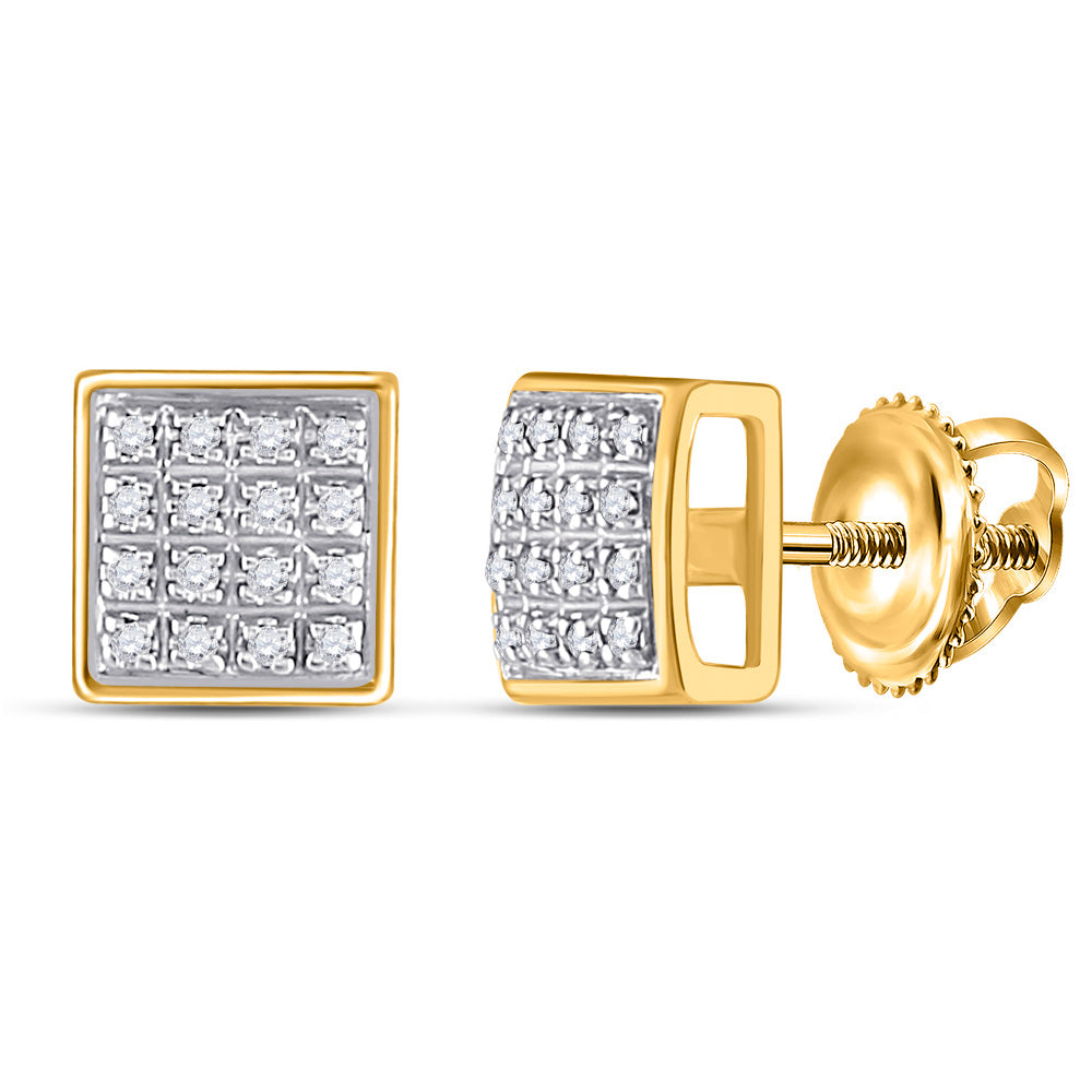 10K White Or Yellow Gold Round Diamond Square Earrings
