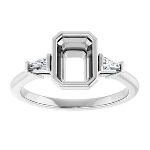 14K White Gold 7x5 mm Emerald .08 CTW Lab-Grown Diamond Semi-Set Engagement Ring Size 7