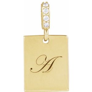 14K Yellow Gold 18 X 8 Mm Polished .02 Ctw Natural Diamond Pendant