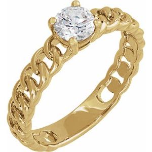 14K Yellow Gold Lab-Grown Diamond Round 5 Mm Polished 1/2 Ct Lab-Grown Diamond Solitaire Ring Size 7