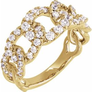 14K Yellow Gold Lab-Grown Diamond Round 2.1 Mm Polished 1 Ctw Lab-Grown Diamond Ring Size 7