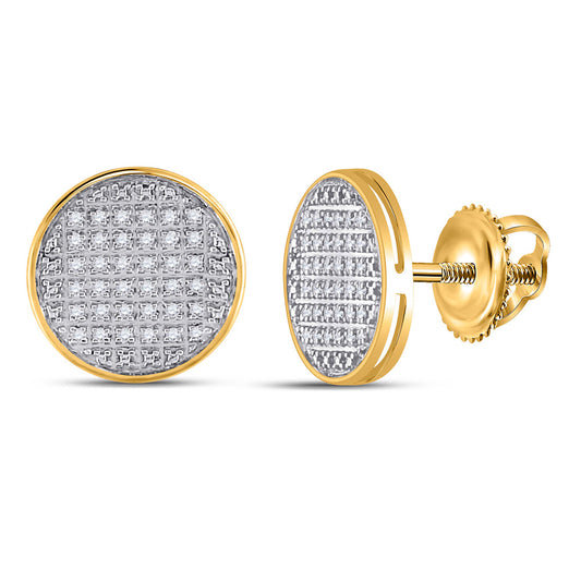 10K Yellow Gold Round Diamond Circle Earrings 1/5 Cttw