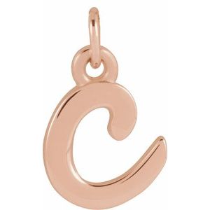 14K Rose Gold Polished Petite Initial Pendant