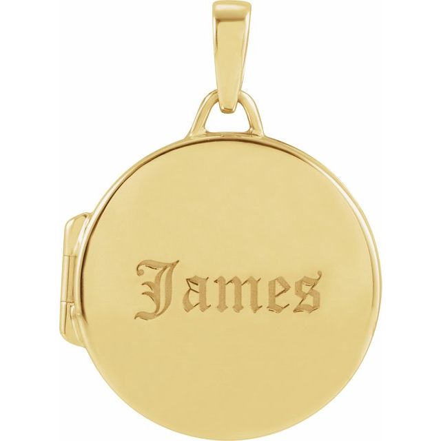 14K Yellow Gold Or Rhodium-Plated Sterling Silver 25.6 X 18 Mm Polished Round Metal Locket
