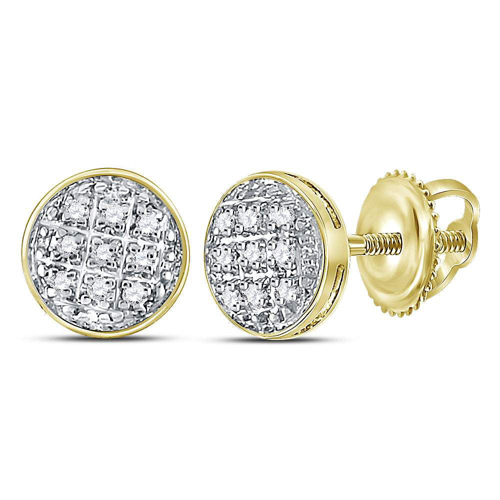 10K White Or Yellow Gold Round Diamond Circle Earrings