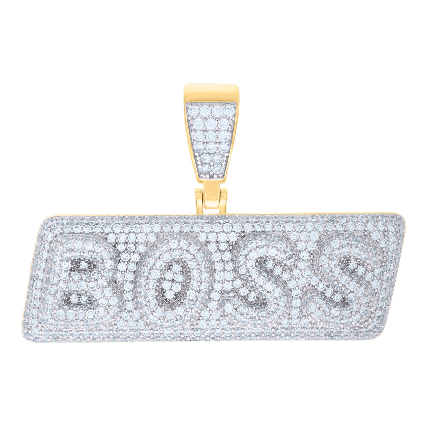Sterling Silver Mens BOSS Fashion Charm Pendant