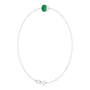 14K White Gold Round 6 Mm Lab-Grown Emerald Solitaire Bracelet, Length: 7.5 In