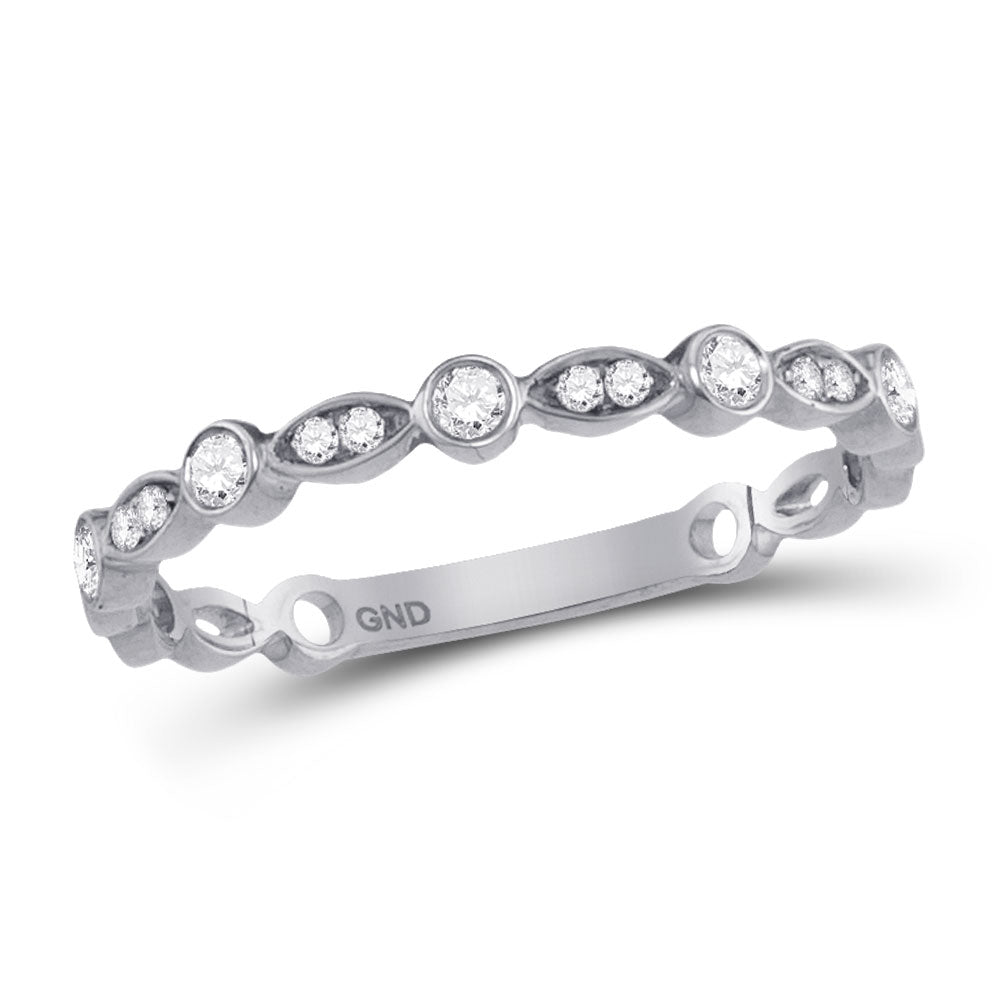 10K White Gold Womens Round Diamond Classic Stackable Band Ring 1/6 Cttw, Womens Size: 5-10
