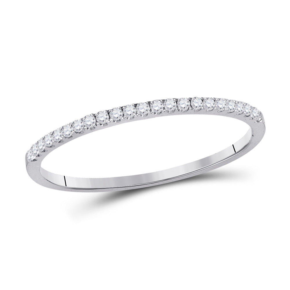 10K White Gold Womens Round Diamond Timeless Stackable Band Ring 1/8 Cttw, Womens Size: 5-10