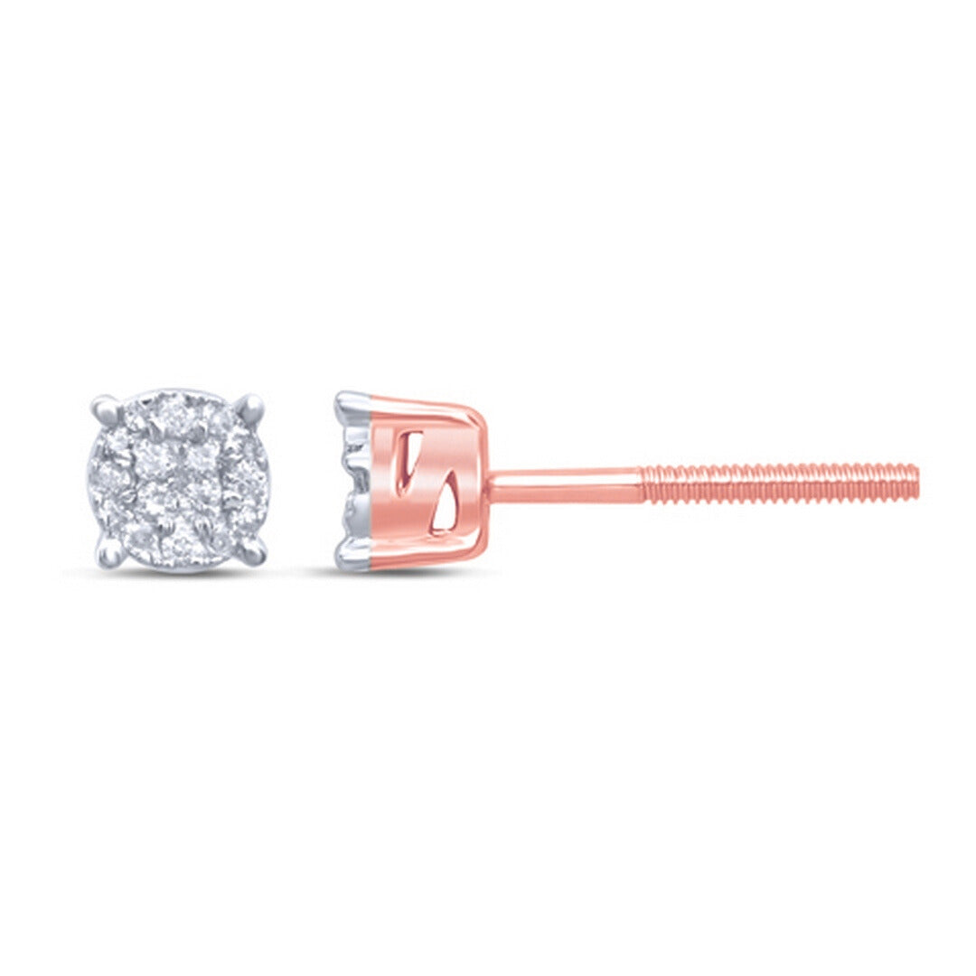 10K Rose Gold 0.11 Cttw Diamond Super Flower Earrings