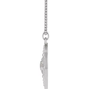 14K White Gold Round 2.5 Mm Natural Mozambique Garnet Compass Necklace, Length: 20 In