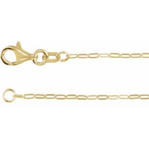 14K Yellow Or White Or Rose Gold Or Sterling Silver 1.25 mm Lobster Clasp Polished Paperclip-Style 7" Chain