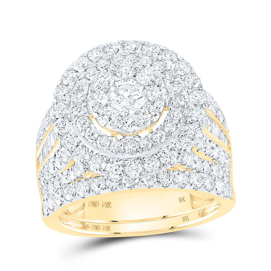 14K Yellow Gold Round Diamond Bridal Wedding Ring Band Set 3 Cttw, Womens Size: 5-10