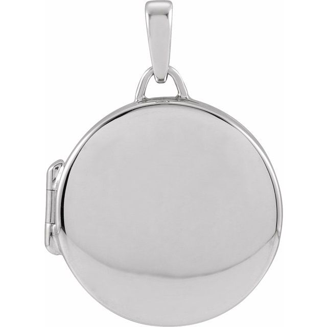 14K Yellow Gold Or Rhodium-Plated Sterling Silver 25.6 X 18 Mm Polished Round Metal Locket